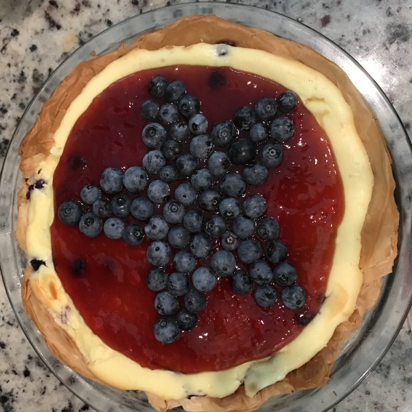 Red, White, and Blueberry Cheesecake Pie