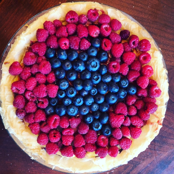 Red, White, and Blueberry Cheesecake Pie