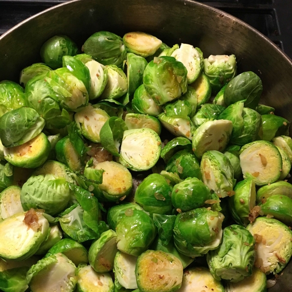 Braised Brussels Sprouts with Bacon