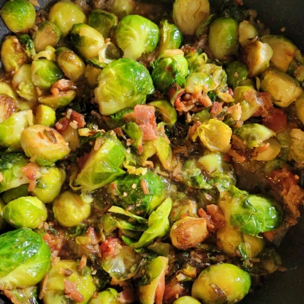 Braised Brussels Sprouts with Bacon