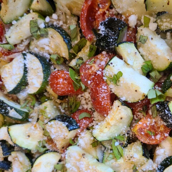 Roasted Garlic Zucchini and Tomatoes