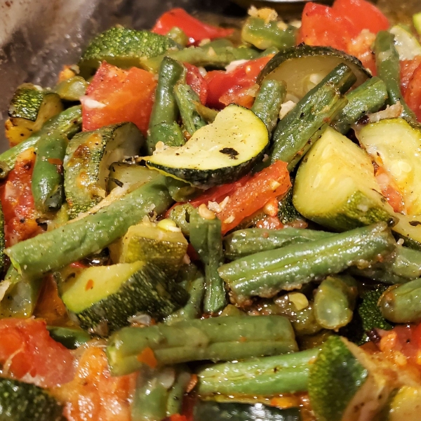 Roasted Garlic Zucchini and Tomatoes