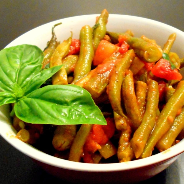 Aunt Kate's Green Beans in Tomatoes