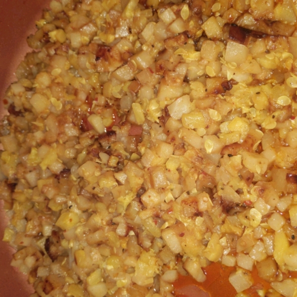 Fried Yellow Squash with Potatoes and Onions