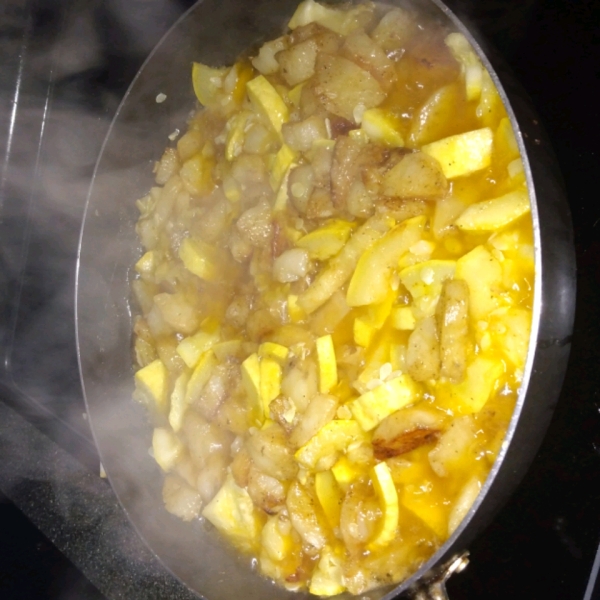 Fried Yellow Squash with Potatoes and Onions