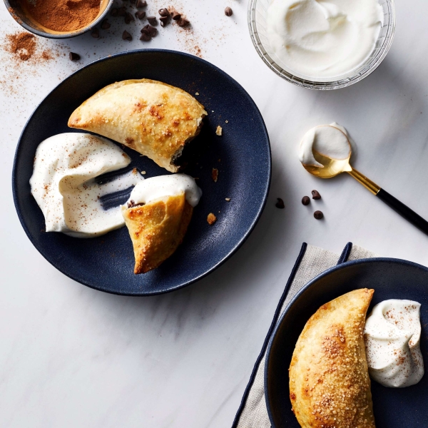 Air-Fried Chocolate-Banana Empanadas with Cinnamon Whipped Cream