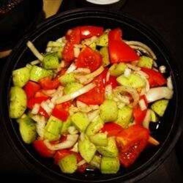 Crispy Cucumbers and Tomatoes in Dill Dressing