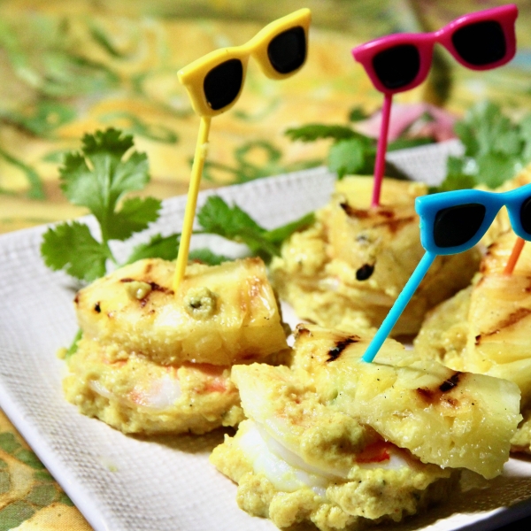 Creamy Curried Shrimp with Grilled Pineapple