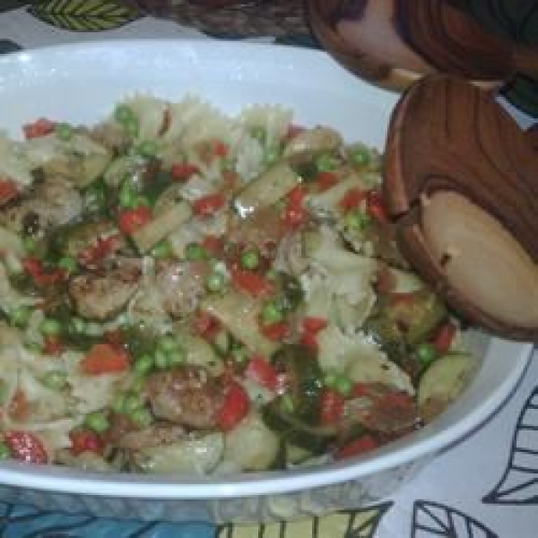 Sausage, Zucchini and Two Pepper Pasta