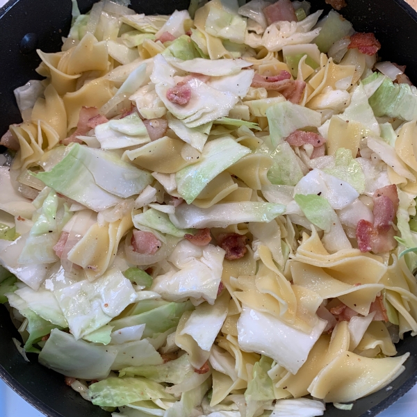 Fried Cabbage with Bacon, Onion, and Garlic