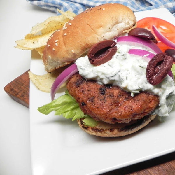Greek Grilled Beyond Meat Burgers