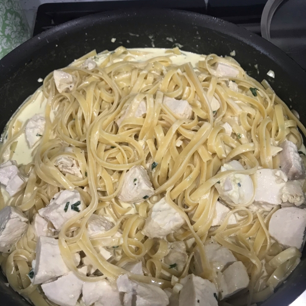 Lighter Chicken Fettuccine Alfredo