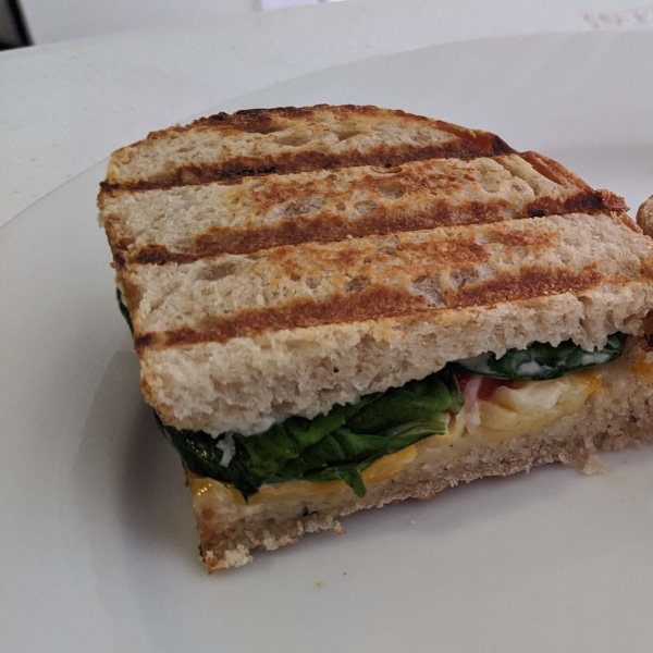 Three-Cheese and Basil Grilled Cheese Sandwich