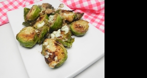 Quick and Easy Pan-Roasted Brussels Sprouts with Gorgonzola Cheese