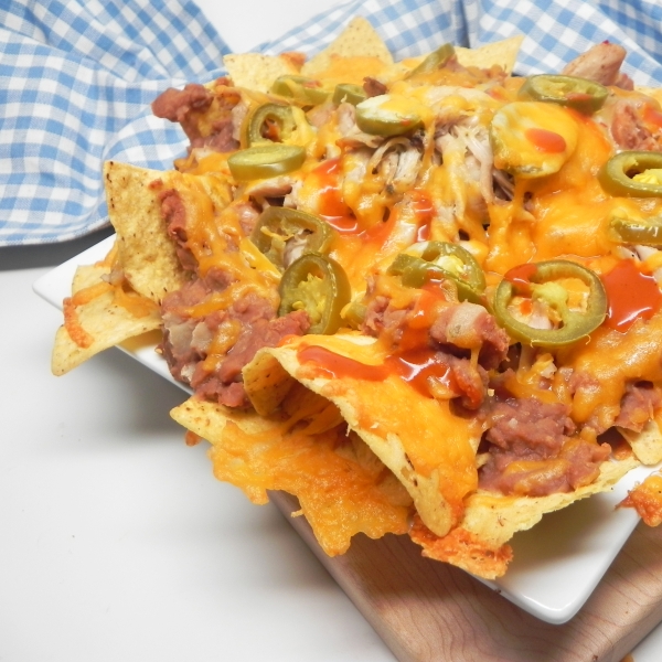 Chicken Nachos with Refried Beans