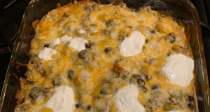 Layered Chicken and Black Bean Enchilada Casserole