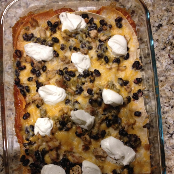 Layered Chicken and Black Bean Enchilada Casserole