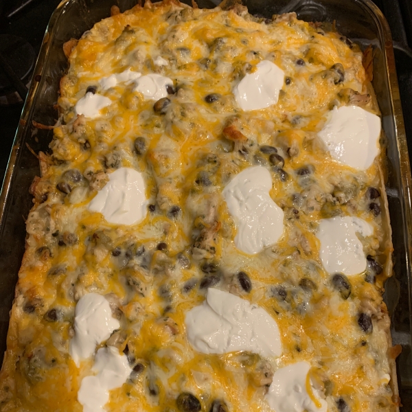 Layered Chicken and Black Bean Enchilada Casserole