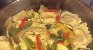 Cheese Ravioli with Three Pepper Topping