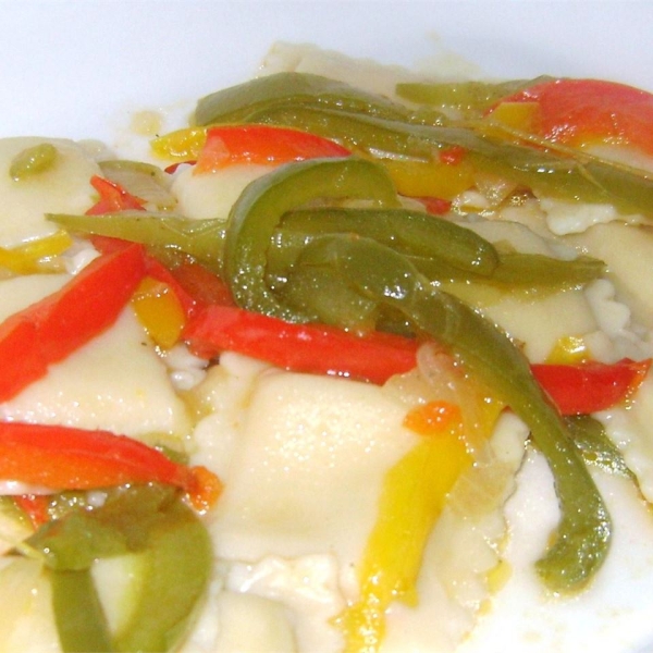 Cheese Ravioli with Three Pepper Topping