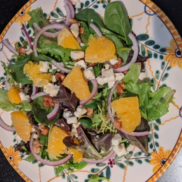 Orange, Walnut, Gorgonzola and Mixed Greens Salad with Fresh Citrus Vinaigrette