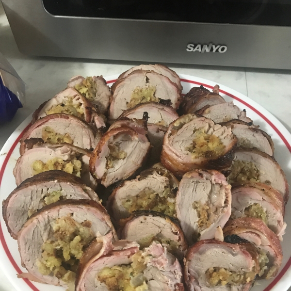 Bacon Wrapped Stuffed Pork Tenderloin