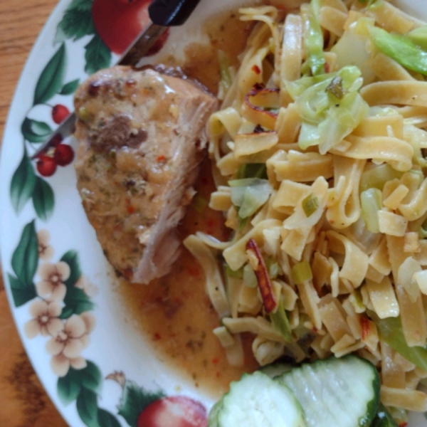 Fried Cabbage and Egg Noodles