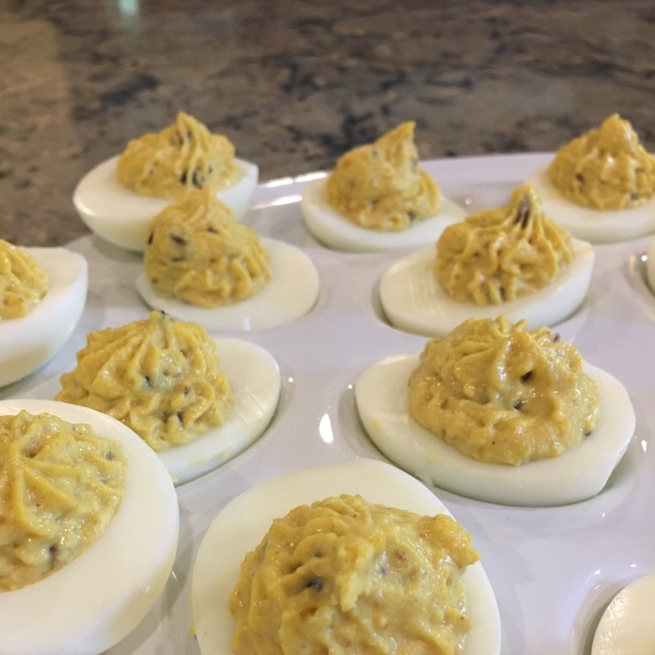 Fabienne's Black Olive and Curry Deviled Eggs