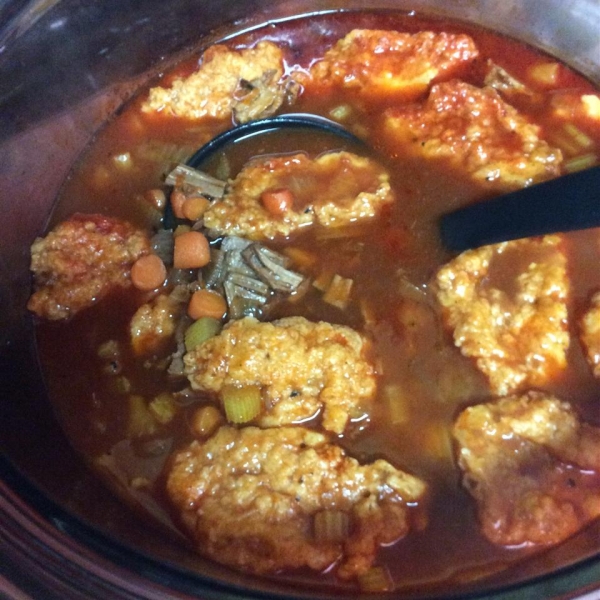 Beef and Wine Soup with Dumplings