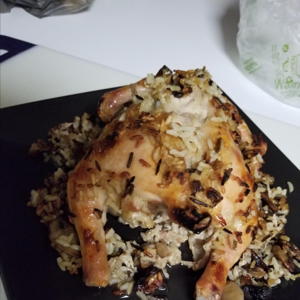 Game Hen Stuffed with Wild Rice and Mushrooms