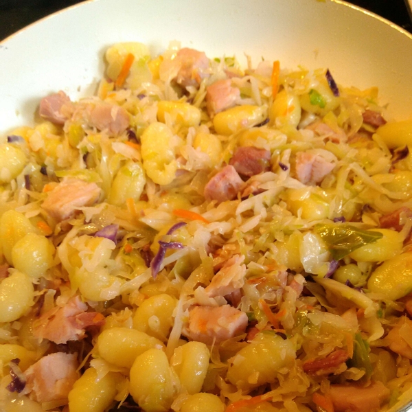 Cabbage and Noodles with Ham