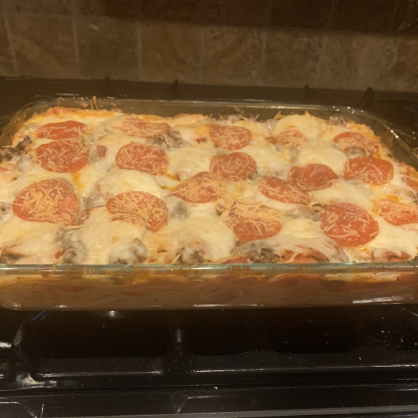 Pizza Spaghetti Casserole