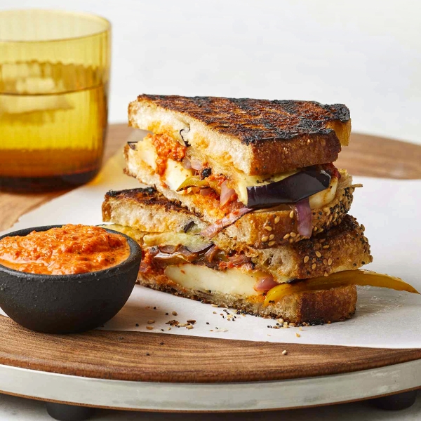 Harissa Fried Halloumi Panini