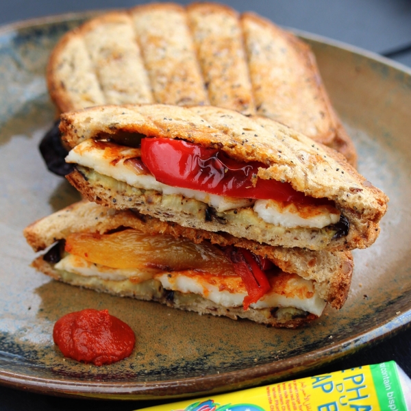 Harissa Fried Halloumi Panini