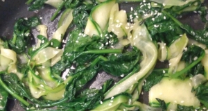 Zucchini Ribbon and Spinach Saute