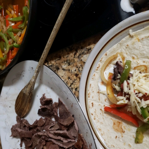 Steak, Onion, and Pepper Fajitas