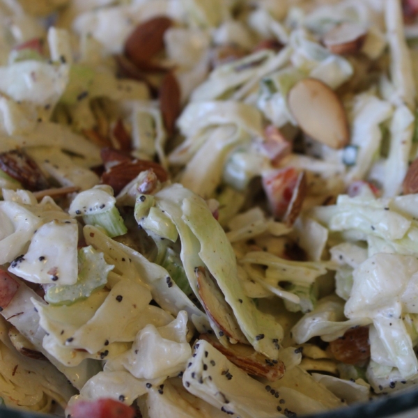 Honey Dijon Mustard and Poppy Seed Coleslaw with Cranberries and Toasted Almonds