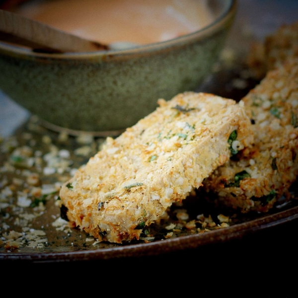 Air-Fried Tofu Coated with Quinoa Flakes