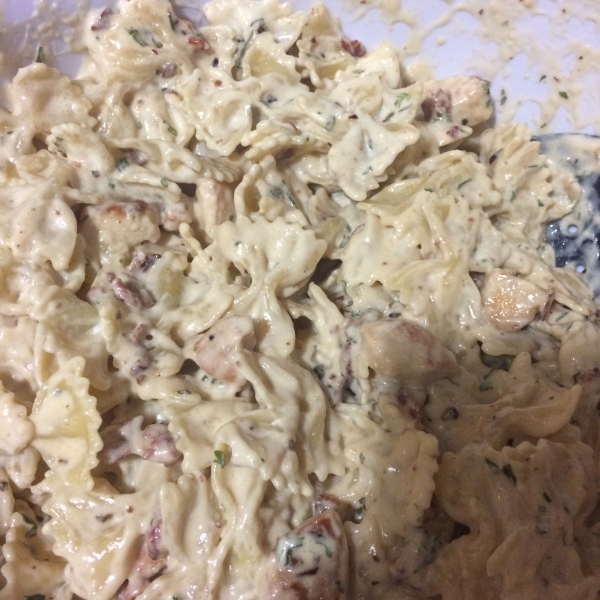 Chicken and Bowtie Pasta with Asiago Cream Sauce