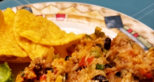 Mexican Rice Casserole with Beef and Pork