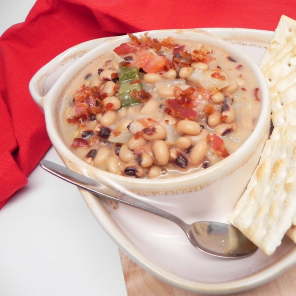 Spicy Black-Eyed Pea Soup with Bacon