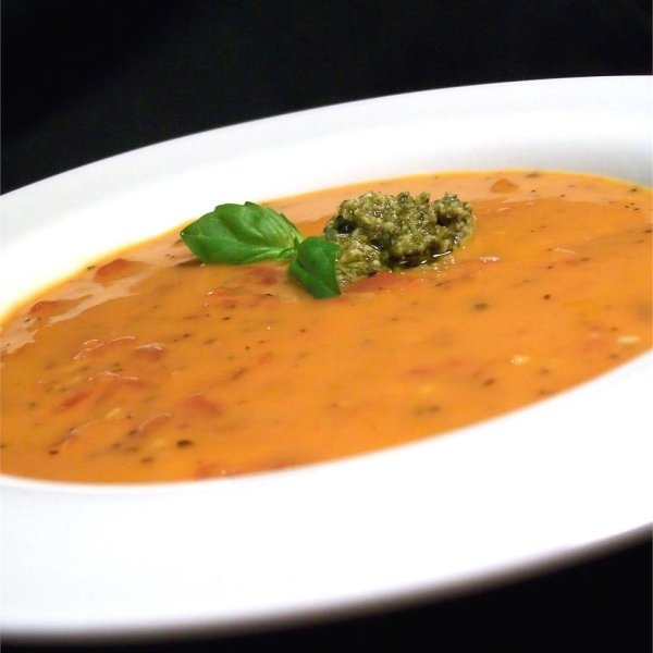 Cream of Tomato Soup with Pesto