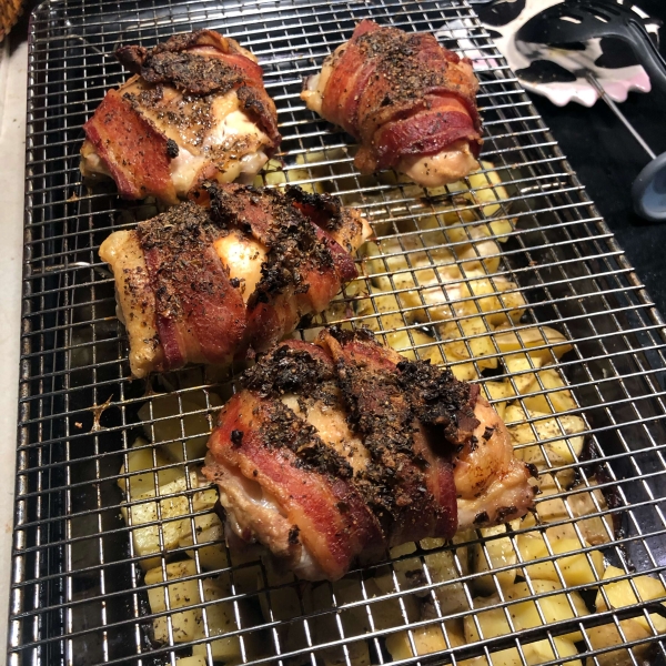 Bacon-Roasted Chicken with Potatoes