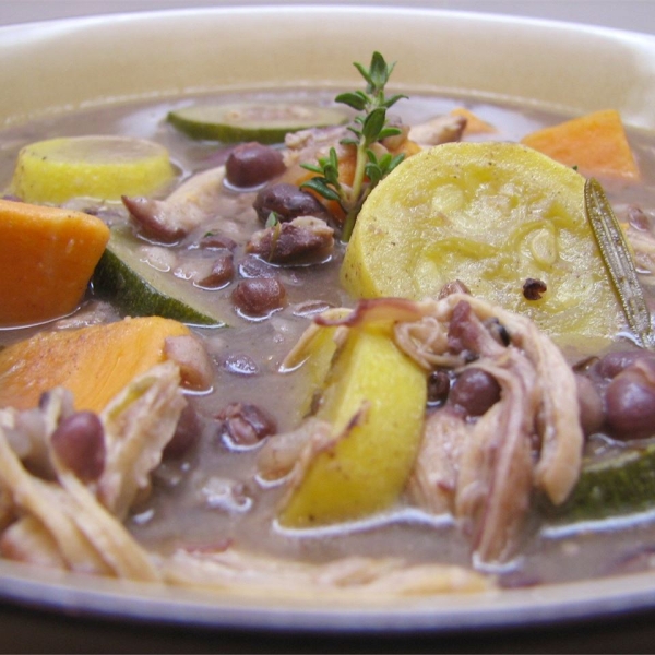 Chicken Soup with Adzuki Beans, Escarole, and Sweet Potato