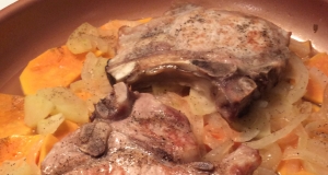 Baked Pork Chops with Sweet Potatoes and Apple