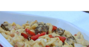 Macaroni and Cheese with Sausage, Peppers and Onions