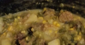 Cheesy Brat Stew for the Slow Cooker