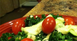 Kale Caesar with Cucumbers and Leeks