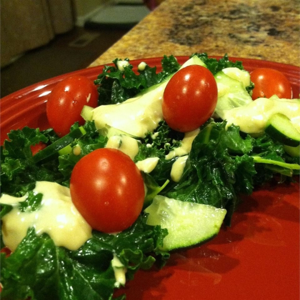 Kale Caesar with Cucumbers and Leeks