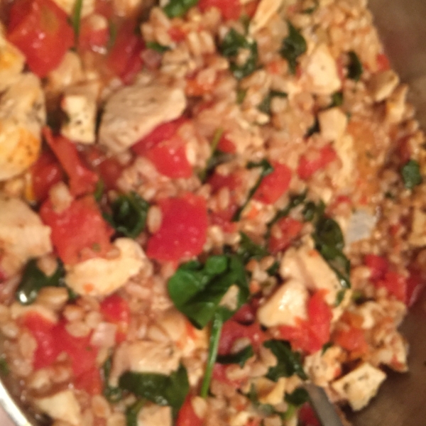 One-Skillet Italian Chicken, Spinach, and Farro